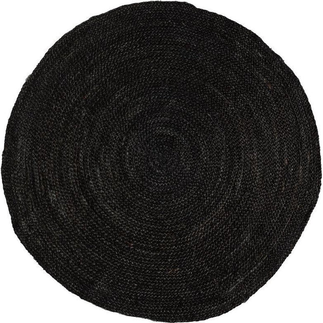 Rond jute vloerkleed Zwart/Antraciet