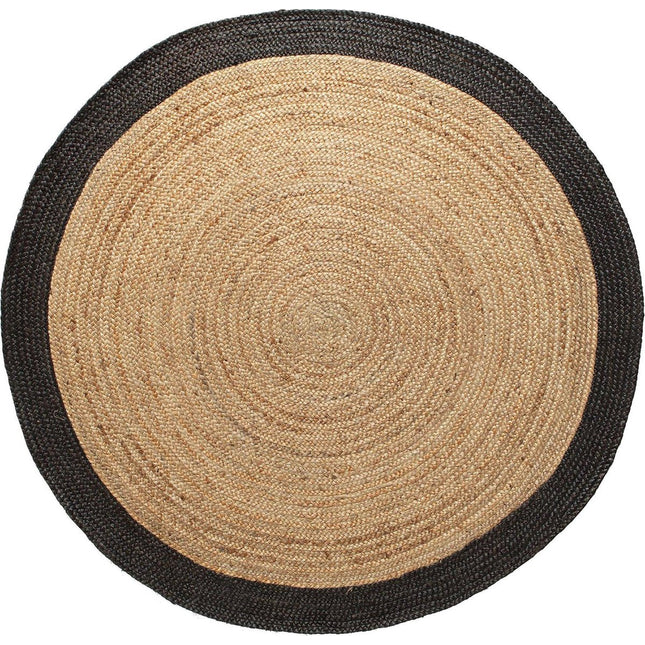 Rond jute vloerkleed Naturel/antraciet