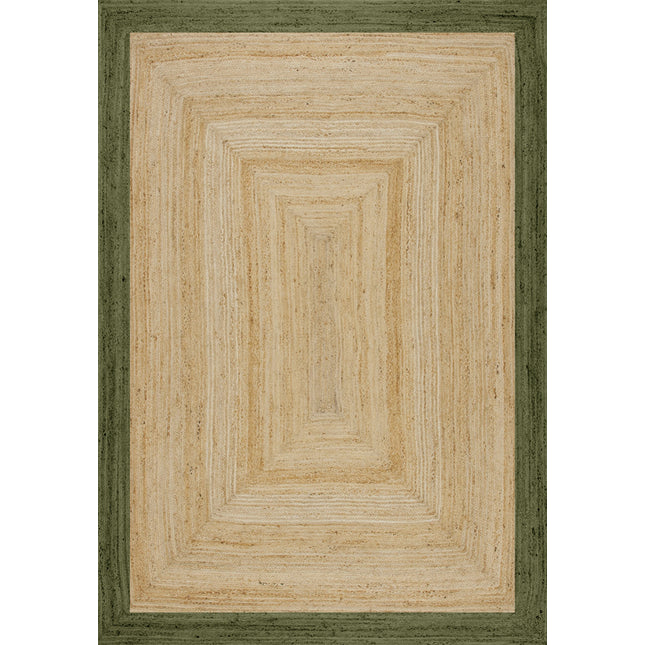 Jute vloerkleed Rechthoek naturel/Groen