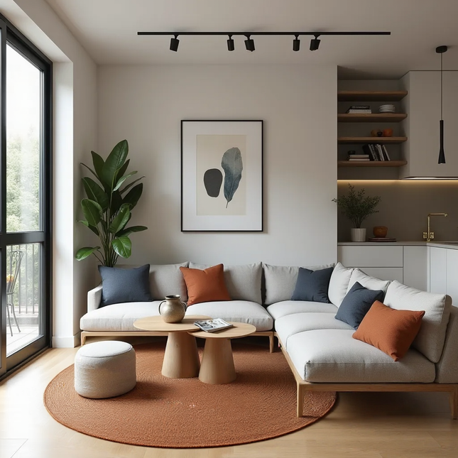 Rond jute vloerkleed Roest/terracotta