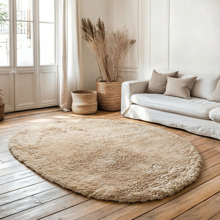 Organisch Hoogpolig vloerkleed Bruin/taupe Nesto