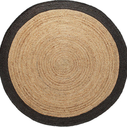 Rond jute vloerkleed Naturel/antraciet