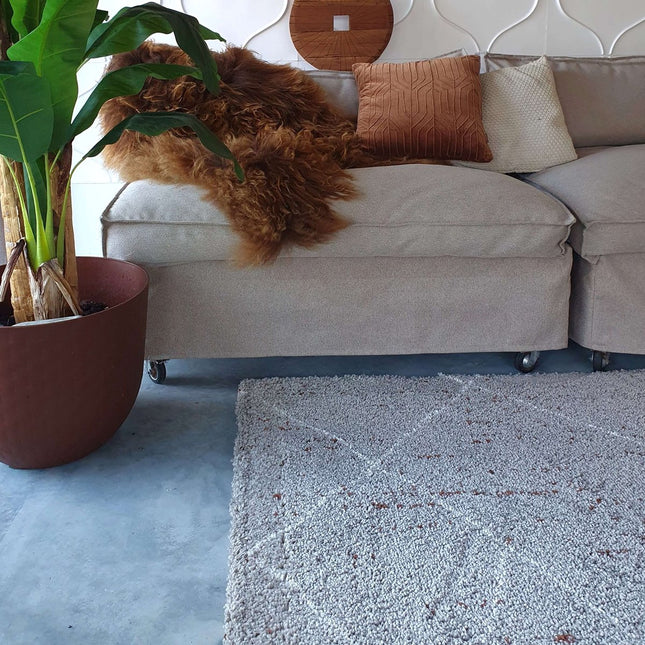 Berber Vloerkleed Lines Grijs/Creme