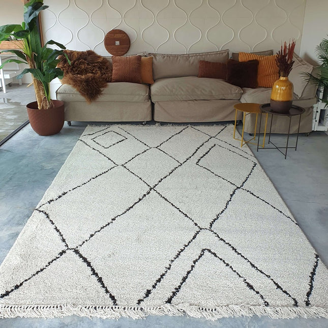 Berber Vloerkleed met franjes Cross Lines