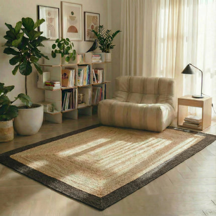 Jute vloerkleed rechthoek naturel/antraciet