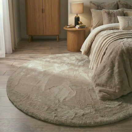 Rond hoogpolig vloerkleed Extra Zacht Fluffy - Beige