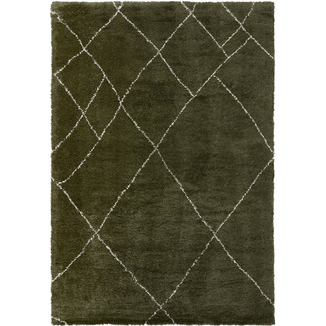 Berber Vloerkleed Lines Groen/Creme