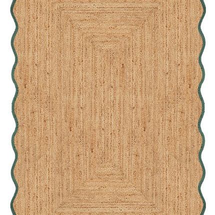 Jute vloerkleed wafelstructuur naturel/groen