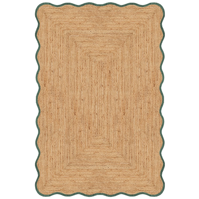 Jute vloerkleed wafelstructuur naturel/groen