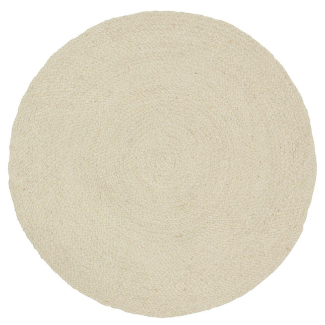Rond wollen vloerkleed labyrint beige/ivoor gemeleerd