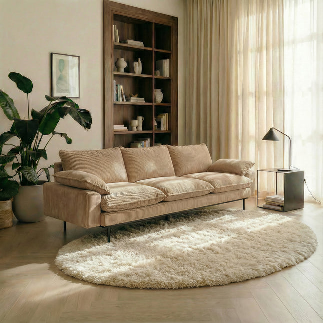 Organisch Hoogpolig vloerkleed Beige/wit Nesto