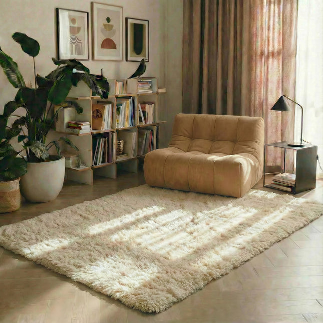 Hoogpolig vloerkleed Beige/wit Nesto