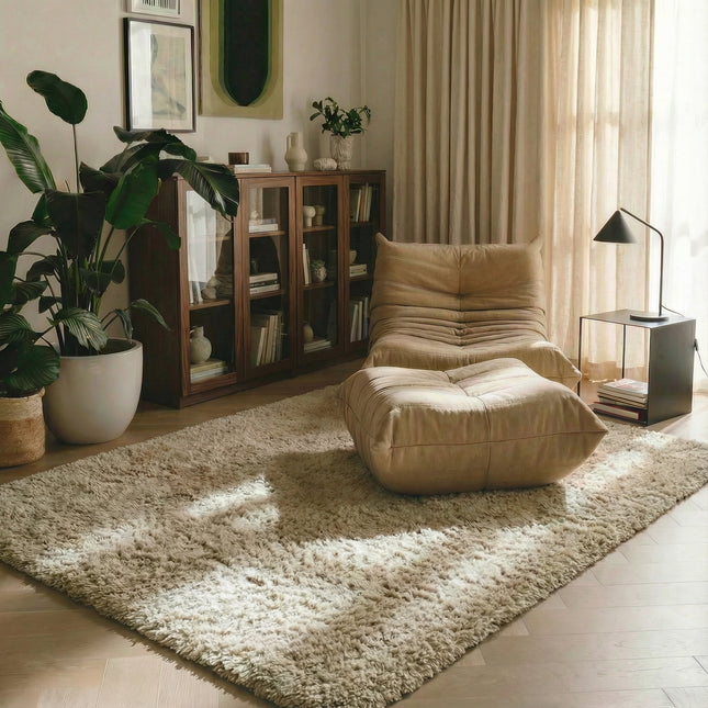 Hoogpolig vloerkleed Beige teddy