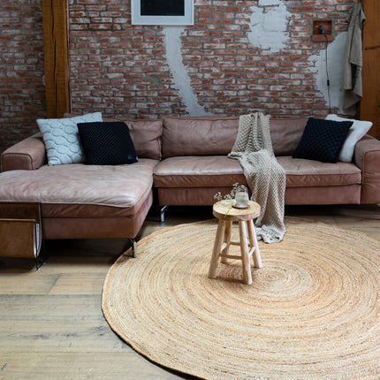 Rond jute vloerkleed naturel