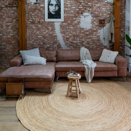 Rond jute vloerkleed naturel