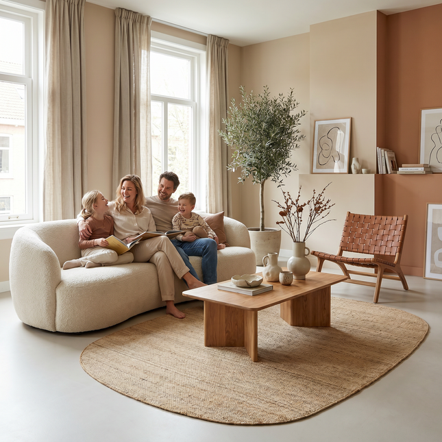 Jute vloerkleed Edge deens ovaal