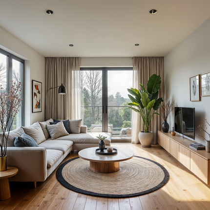 Rond jute vloerkleed Naturel/antraciet