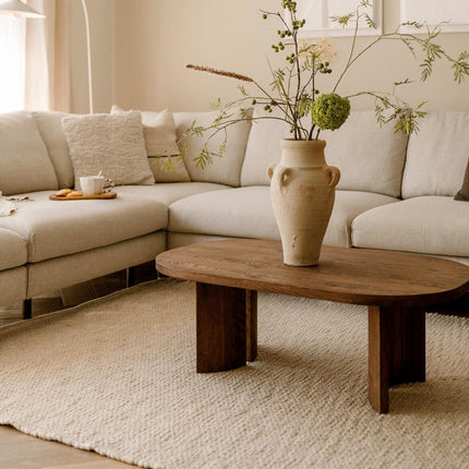 Wollen vloerkleed Beige Gemeleerd Pebble