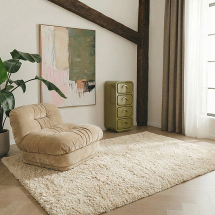 Hoogpolig vloerkleed wit/ivoor Teddy