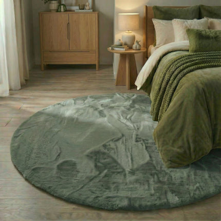 Rond hoogpolig vloerkleed Extra Zacht Fluffy - Groen