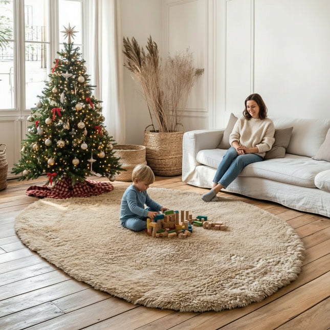 Organisch Hoogpolig vloerkleed Bruin/taupe Nesto