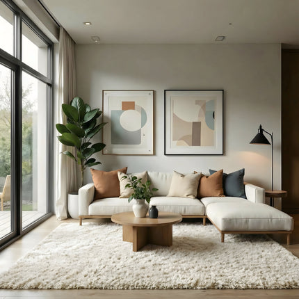 Hoogpolig vloerkleed Beige/wit Nesto