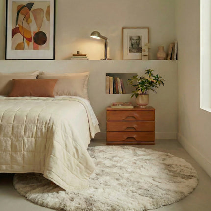 Rond Hoogpolig vloerkleed Extra Zacht Fluffy - Creme
