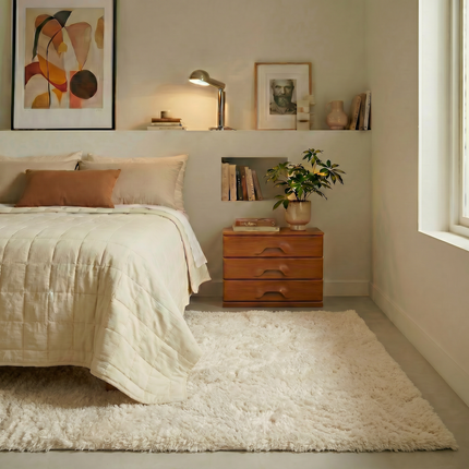 Hoogpolig vloerkleed Beige/wit Nesto