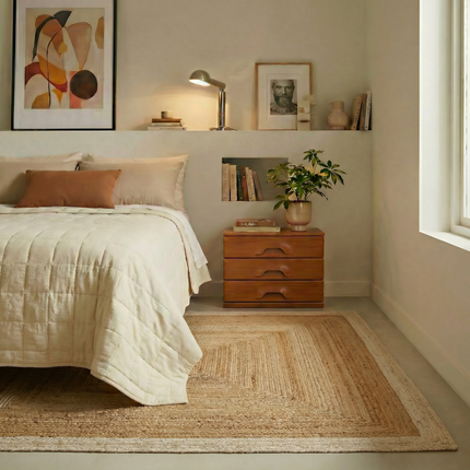 Jute vloerkleed Rechthoek naturel/wit