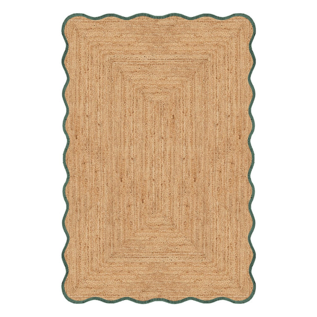 Jute vloerkleed wafelstructuur naturel/groen