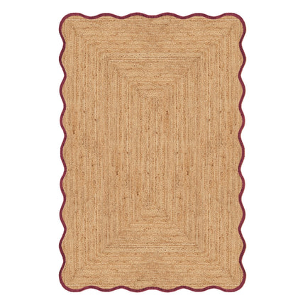 Jute vloerkleed wafelstructuur naturel/roest