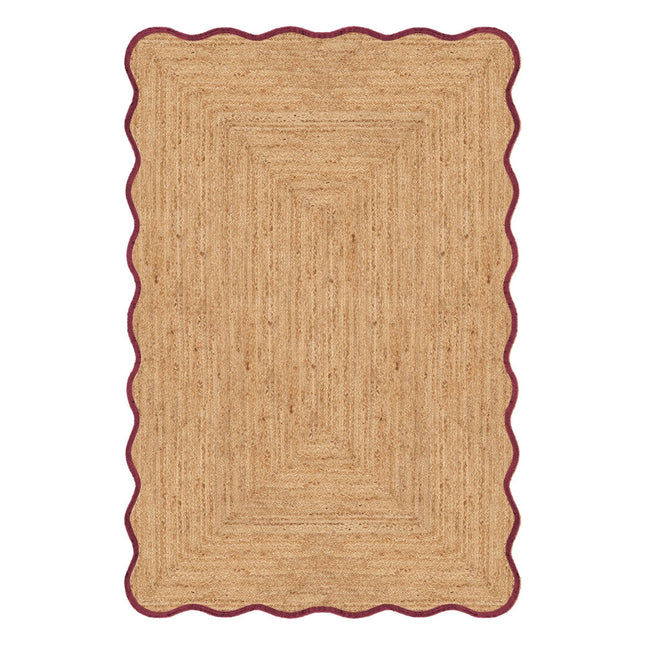 Jute vloerkleed wafelstructuur naturel/roest