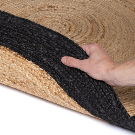 Rond jute vloerkleed Naturel/antraciet