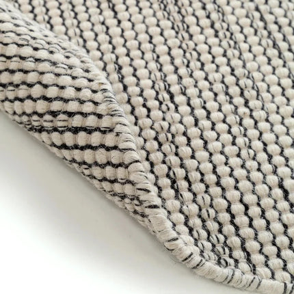 Rond Wollen vloerkleed mave Beige/Zwart
