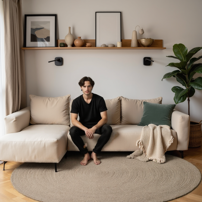 Rond wollen vloerkleed labyrint Grijs mix