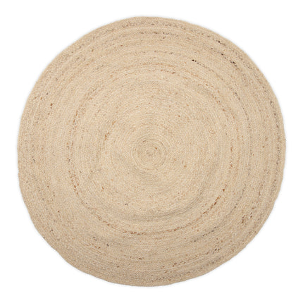 Rond wollen vloerkleed labyrint beige/ivoor gemeleerd