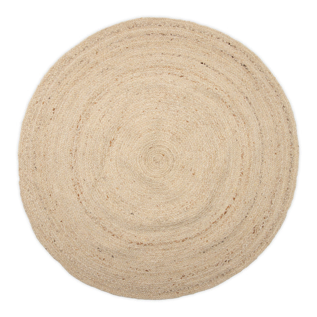 Rond wollen vloerkleed labyrint beige/ivoor gemeleerd
