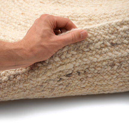 Rond wollen vloerkleed labyrint beige/ivoor gemeleerd