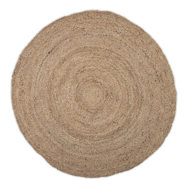 Rond wollen vloerkleed labyrint Bruin mix