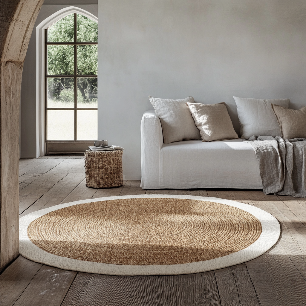 Rond jute vloerkleed - Henna Maya Naturel | 100% jute Rond jute vloerkleed - Henna Maya Naturel | 100% jute