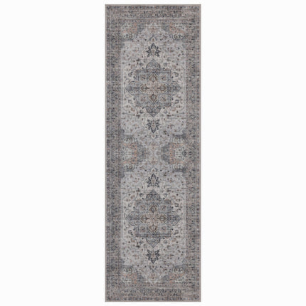 Vintage Loper Vloerkleed wasbaar Beige/blauw Luca 80x250cm