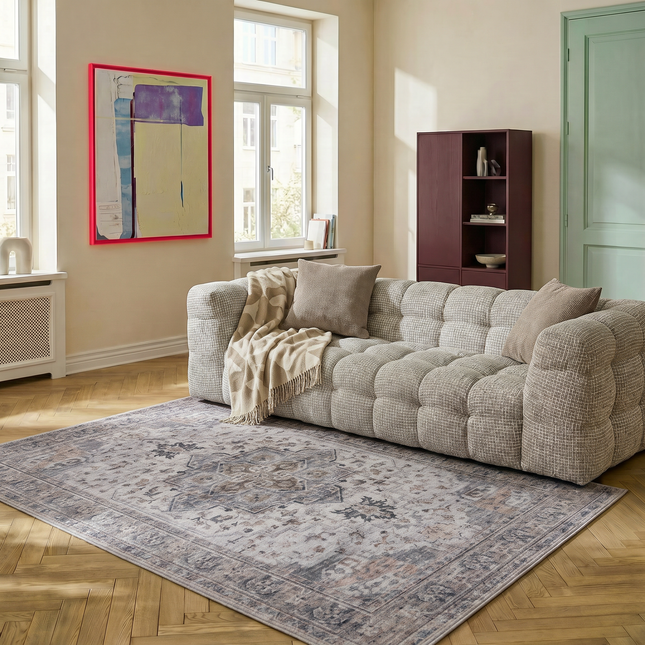 Vintage Vloerkleed Beige/blauw Luca