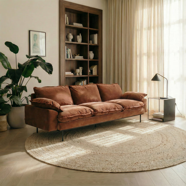 Rond wollen vloerkleed labyrint beige/ivoor gemeleerd